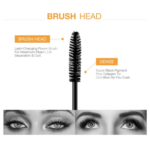 2pcs/set Black Mascara Beauty Makeup 4D Curling Lash Eyelash Extension Waterproof Liquid Volume Mascara Long-wearing Cosmetic