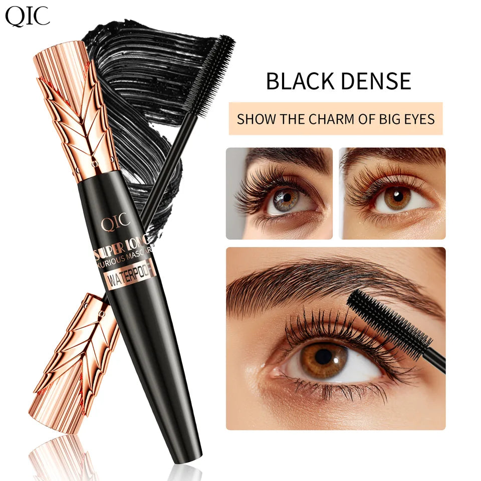 QIC 5D Crown Black Mascara Waterproof Smudge-Proof Lengthens Volumizes Lashes Large Volume for Long-Lasting Wear Makeup Cosmetic