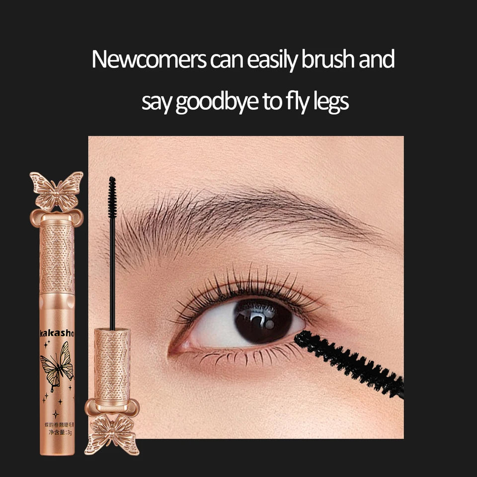 kakashow Silk Fiber Matte Mascara Makeup Ultra-Fine Brush Lengthens Eyelashes Waterproof Fast Dry Black Curling