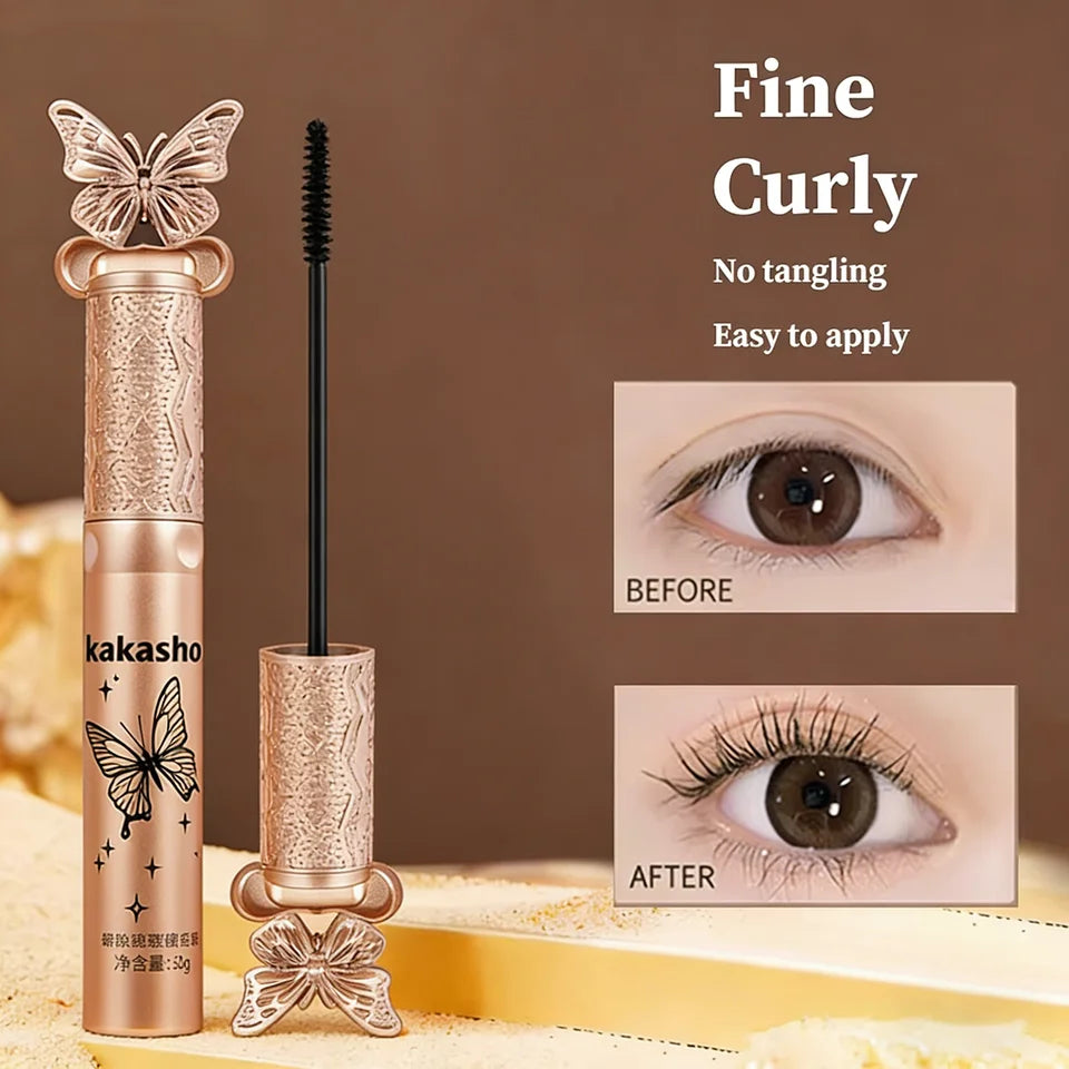 kakashow Silk Fiber Matte Mascara Makeup Ultra-Fine Brush Lengthens Eyelashes Waterproof Fast Dry Black Curling