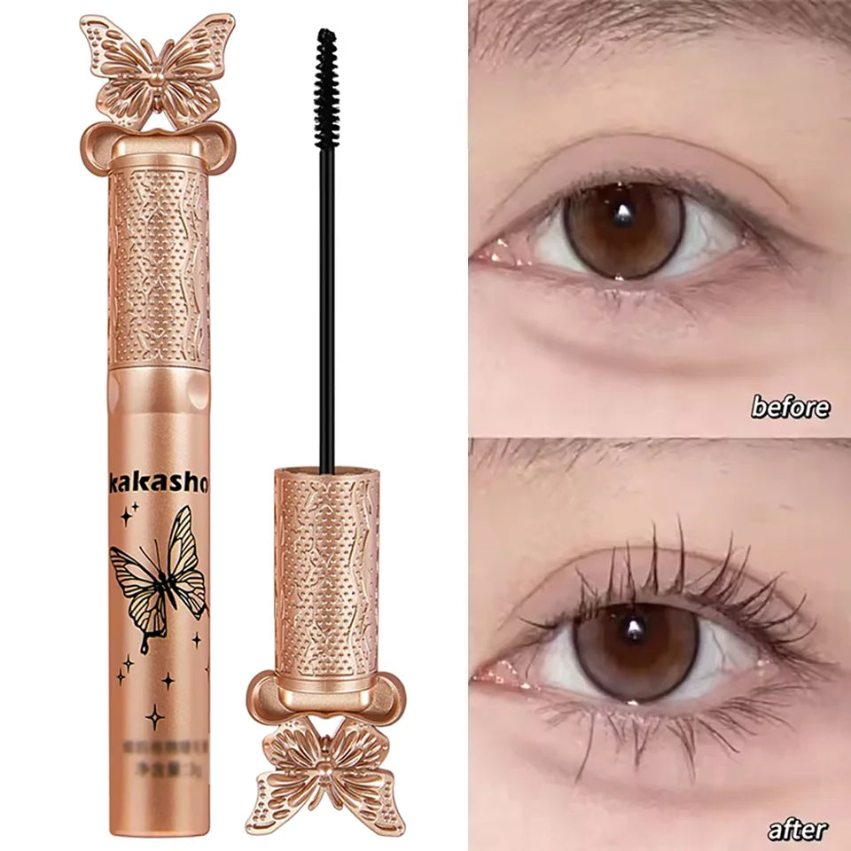 kakashow Silk Fiber Matte Mascara Makeup Ultra-Fine Brush Lengthens Eyelashes Waterproof Fast Dry Black Curling