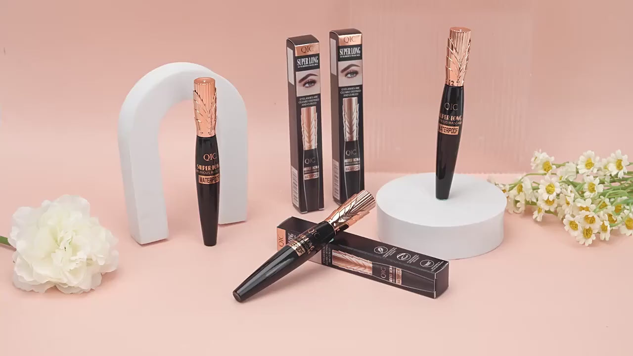 QIC 5D Crown Black Mascara Waterproof Smudge-Proof Lengthens Volumizes Lashes Large Volume for Long-Lasting Wear Makeup Cosmetic